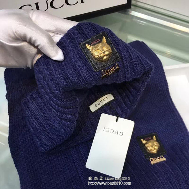 GUCCI古馳 兔絨+羊絨針織圍巾帽子套裝 百搭情侶款 LLWJ5666